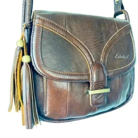 BAG Cobbler Legend Leather  Crossbody Bag brown Single Tab Zip Closure - Picture 3 of 16